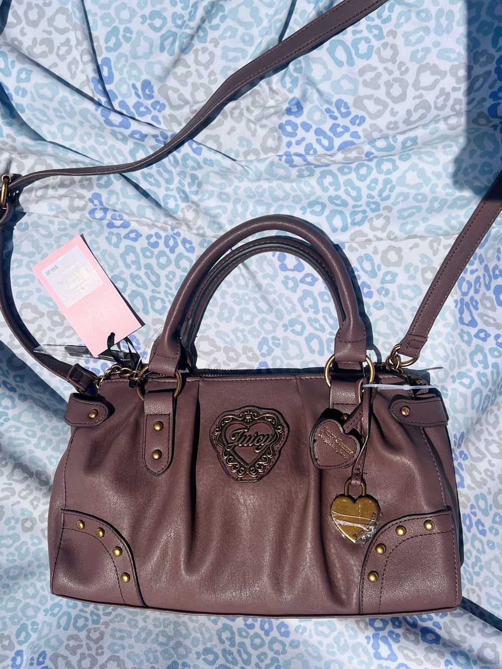 New Brown Juicy Couture Purse Handbag Satchel + Bag Charm Pleather